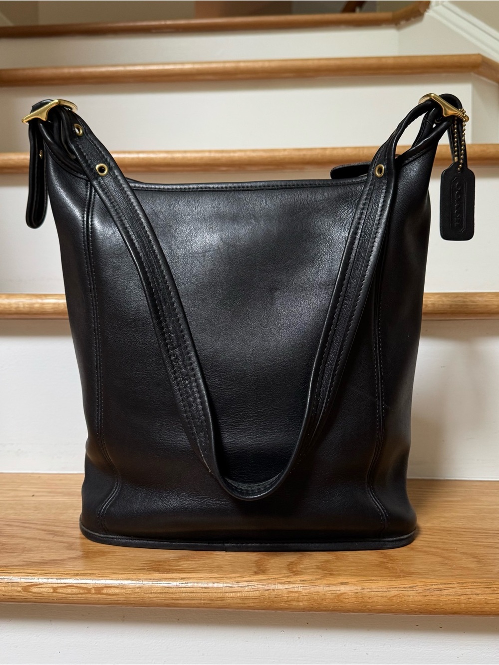 Vintage Coach Slim Duffle Sac 9060 Black Leather from Costa Rica